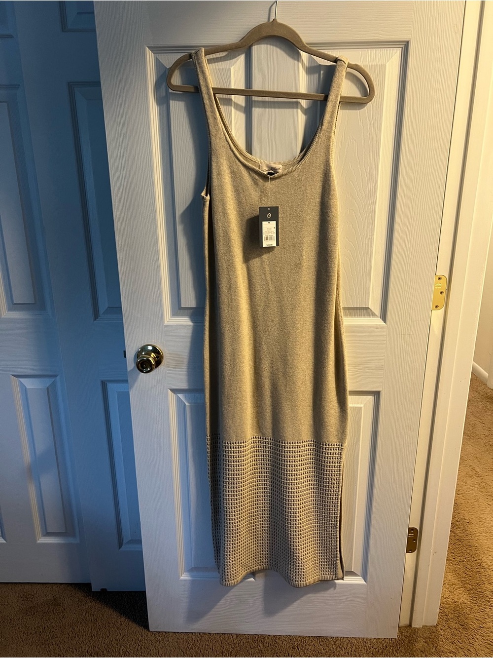 Target Beige Knit Maxi Dress with Open Knit Hem